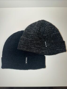 Hurley Two-Pack Men's Beanies - Black & Charcoal Heather